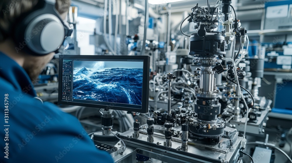 Fototapeta premium High-tech ocean current measurement device research lab technology showcase industrial setting close-up view innovation