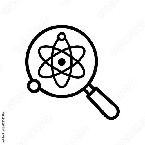 A magnifying glass over an atomic structure