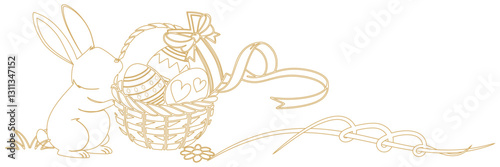 easter egg basket with ribbon illustration background for easter day