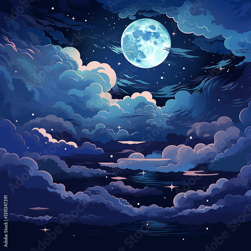 3d rendered photo of moon and sky scenery design made with generative AI