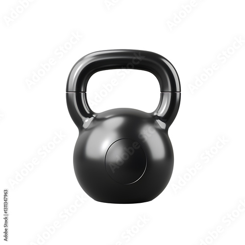 Black kettlebell isolated white and transparent background