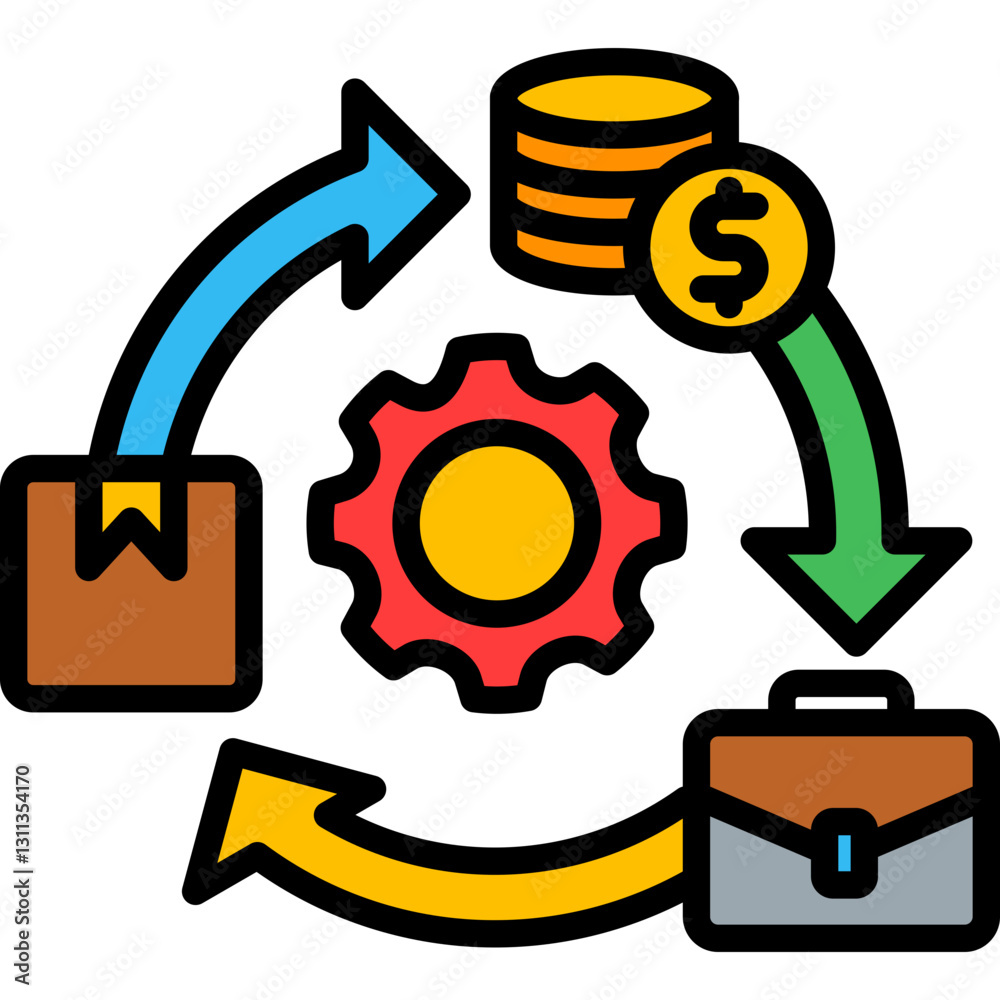 Business Model lineal color icon