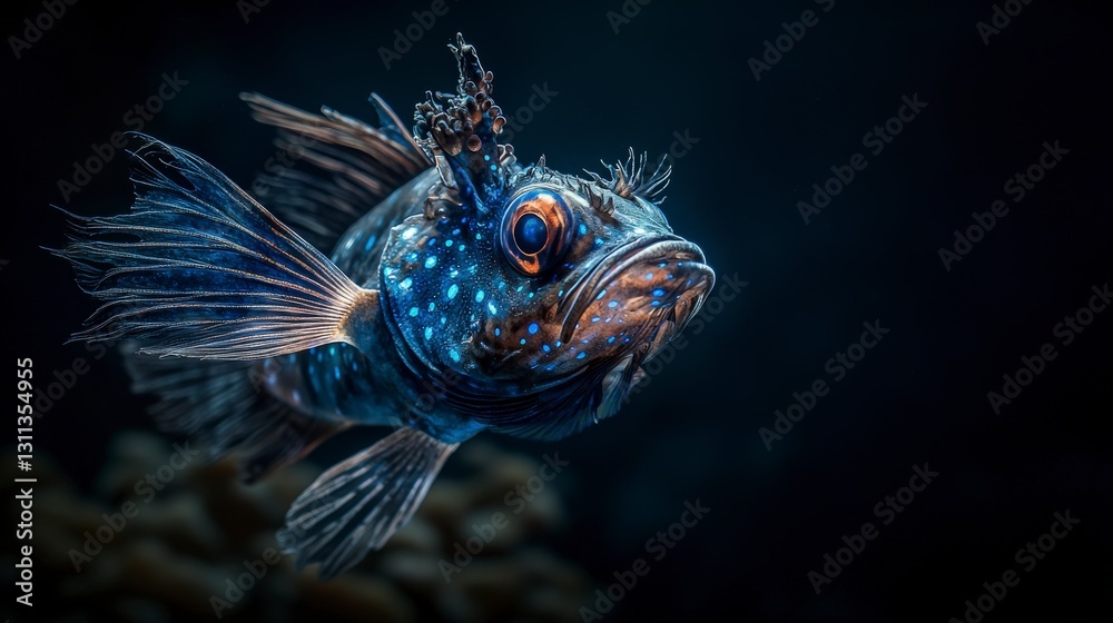 Bioluminescent deep-sea fish in stunning closeup ocean depths wildlife photography underwater macro view Bioluminescent deep-sea fish in stunning closeup ocean depths wildlife photography underwater macro view