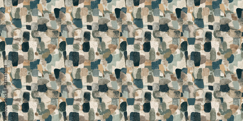 Fototapeta premium hazy sky blue and vanilla cream random pattern mosaic tiles