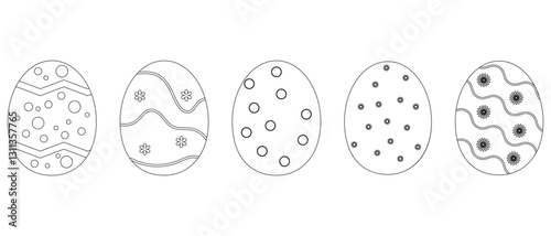 Set of easter eggs icon collection. Easter day festival on different eggs design color icons. Vector illustration.