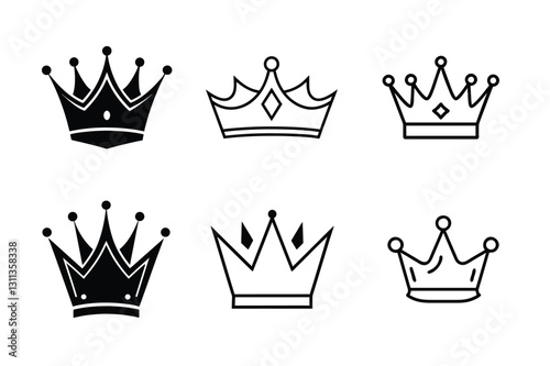 A set of crown silhouette vector illustration design