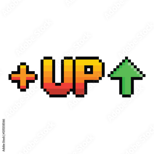 level up button 8 bit text level up Pixel art 8-bit for game you win