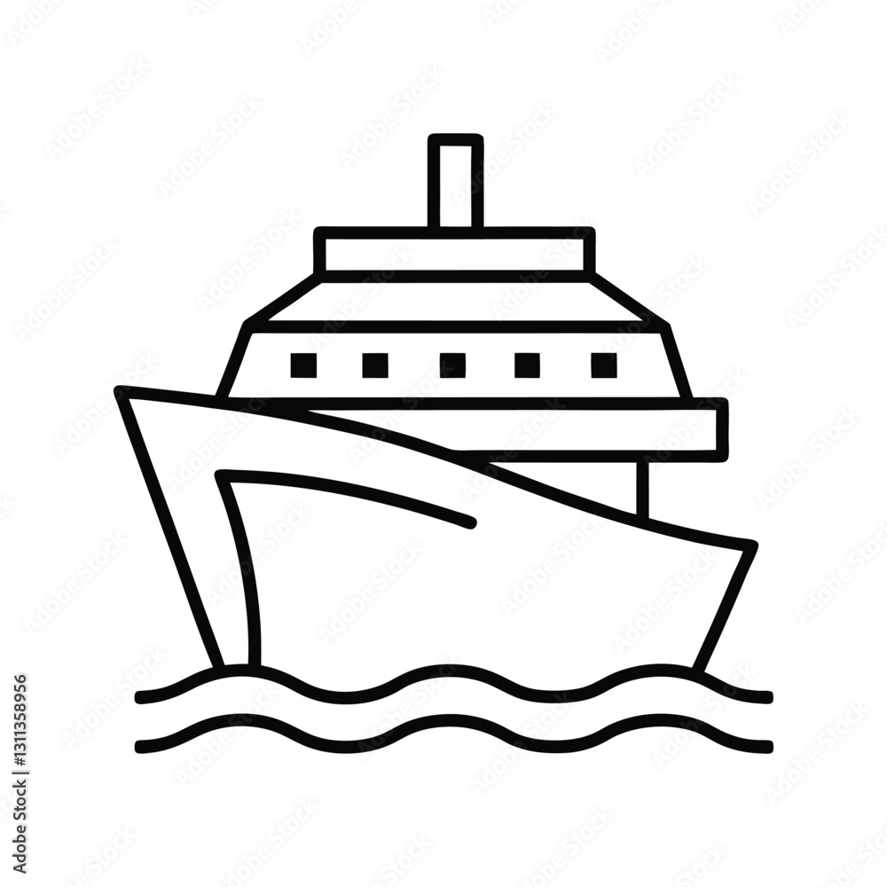 A ship line art vector art illustration A ship line art vector art illustration
