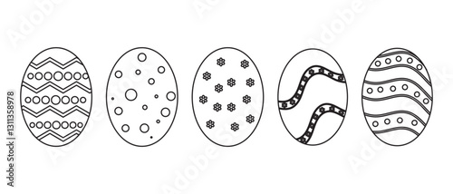 Set of easter eggs icon collection. Easter day festival on different eggs design color icons. Vector illustration.