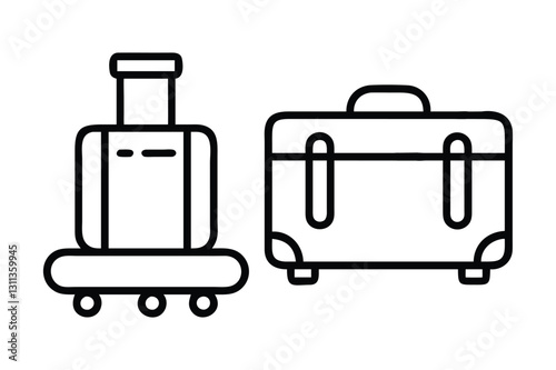 Set of baggage line art vector illustration