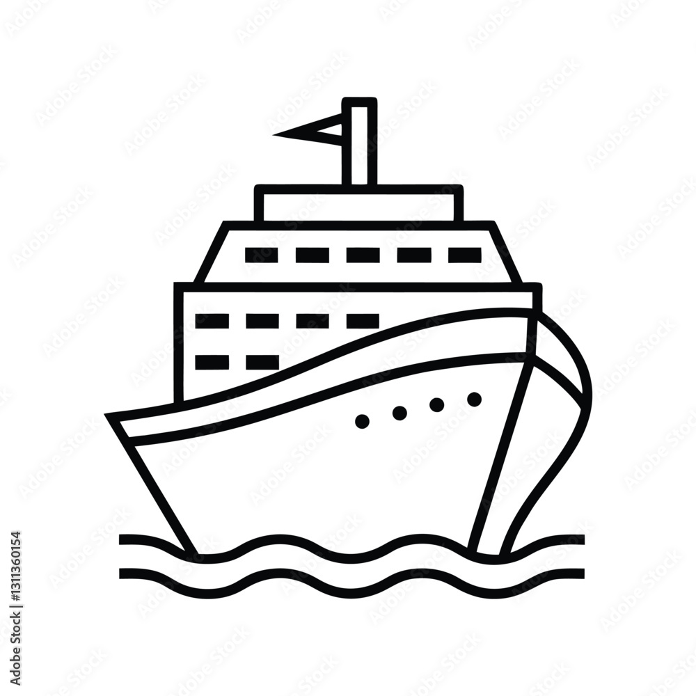 Obraz premium Ship line art vector illustration design