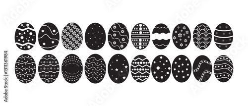 Set of easter eggs icon collection. Easter day festival on different eggs design color icons. Vector illustration.