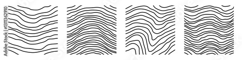 Black fold layers set. Geological structure lines