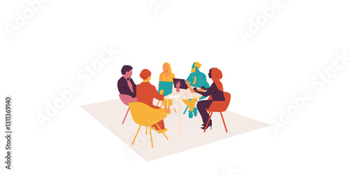 Office concept. Different people work together. Modern design.