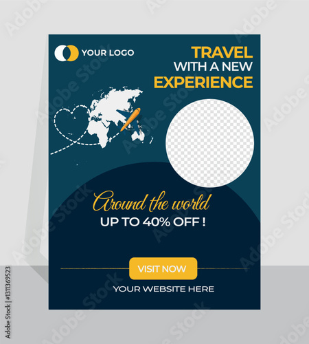 Modern poster travel flyer design template . Editable tour poster template .