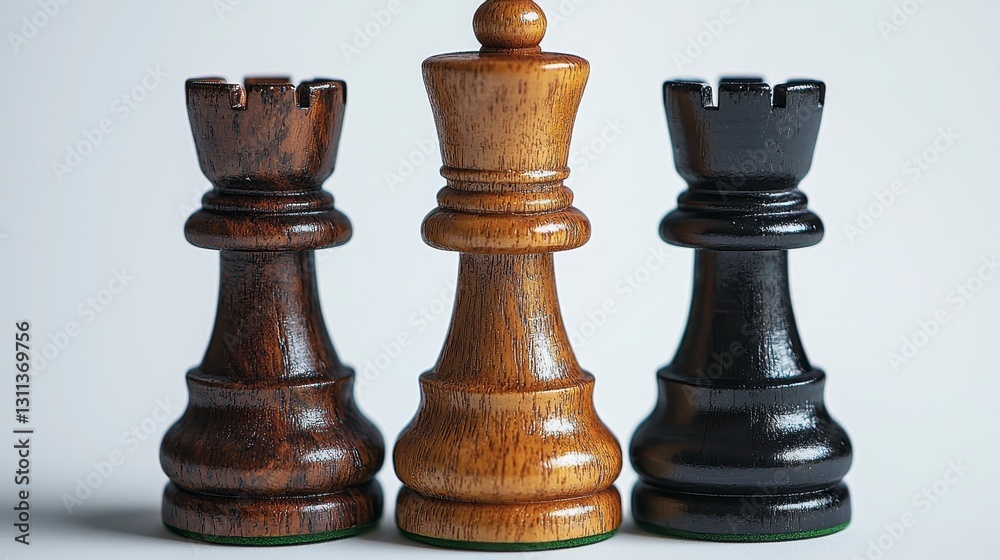 Realistic chess set isolated on white background symbolizing strategy, success, and intellectual challenge in gaming Realistic chess set isolated on white background symbolizing strategy, success, and intellectual challenge in gaming