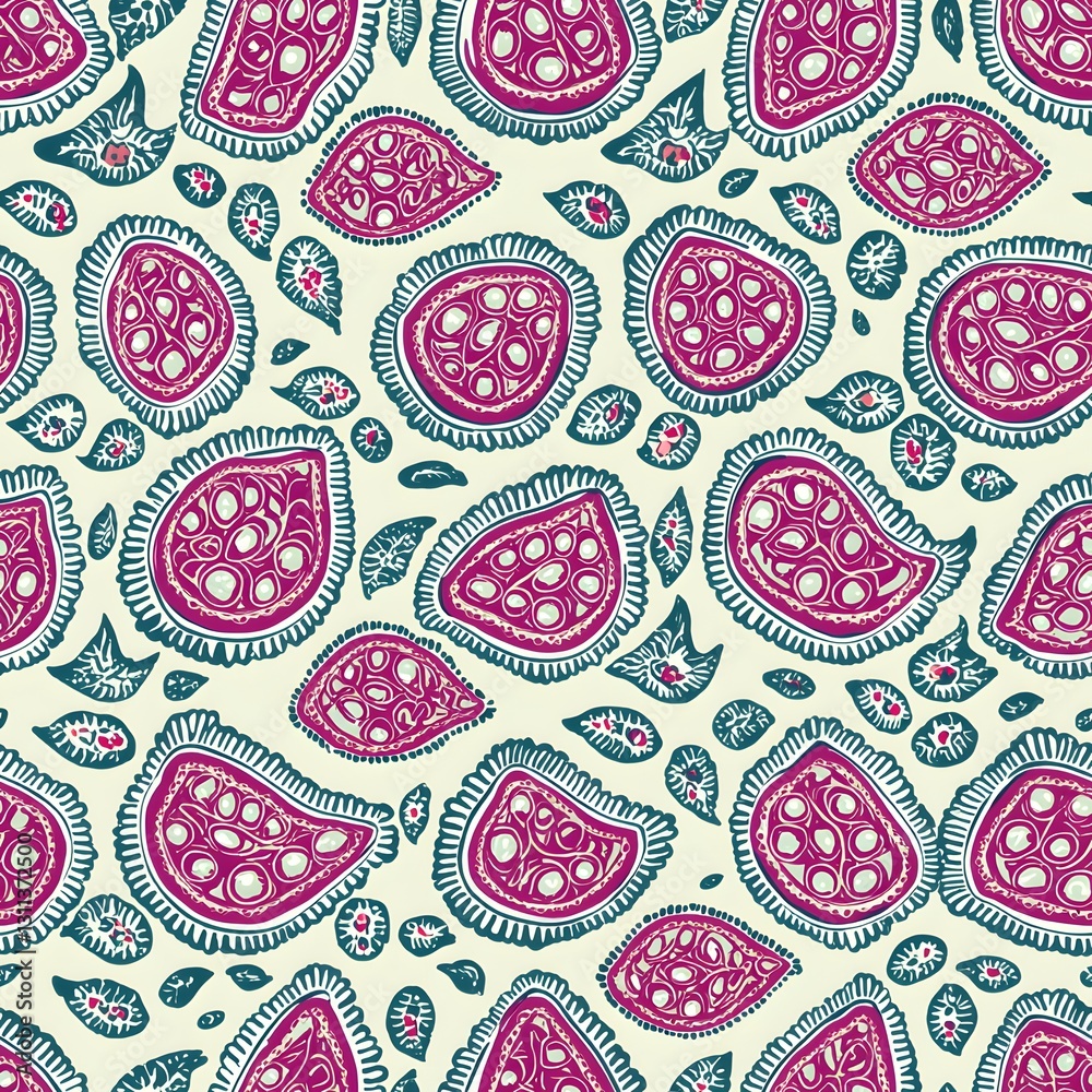 Fototapeta premium pink and teal seed pod pattern