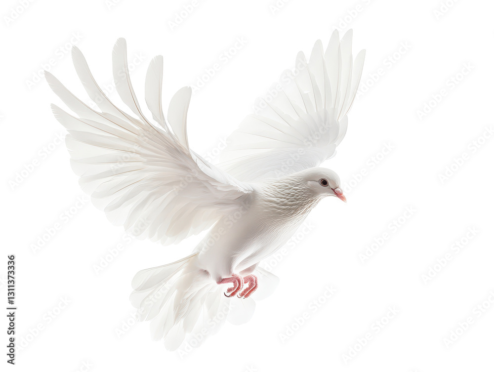 Isolated White Dove Flying Right Isolated White Dove Flying Right