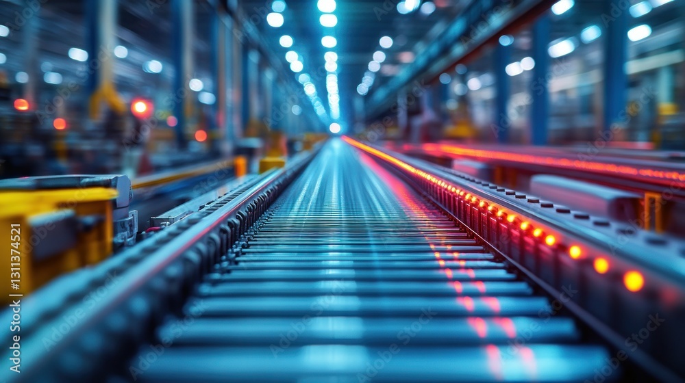 Automated conveyor system in a modern factory Automated conveyor system in a modern factory