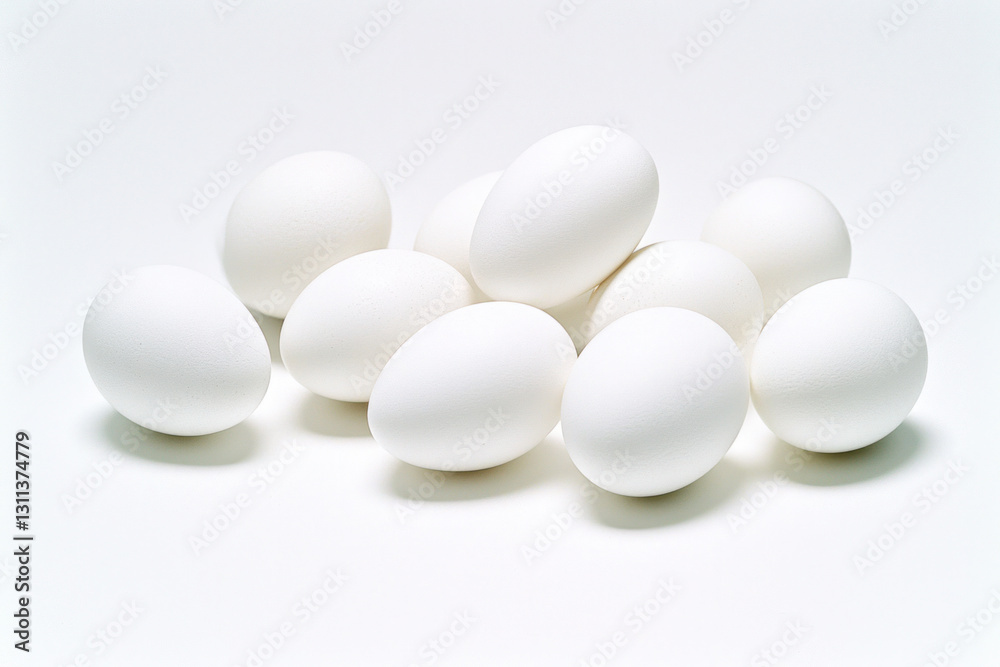 Modern and minimalist still life of eggs on a neutral background, creating a stylish farm-to-table concept. Modern and minimalist still life of eggs on a neutral background, creating a stylish farm-to-table concept.