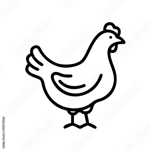 Chicken icon with black outline, modern design, symbolizes farm life