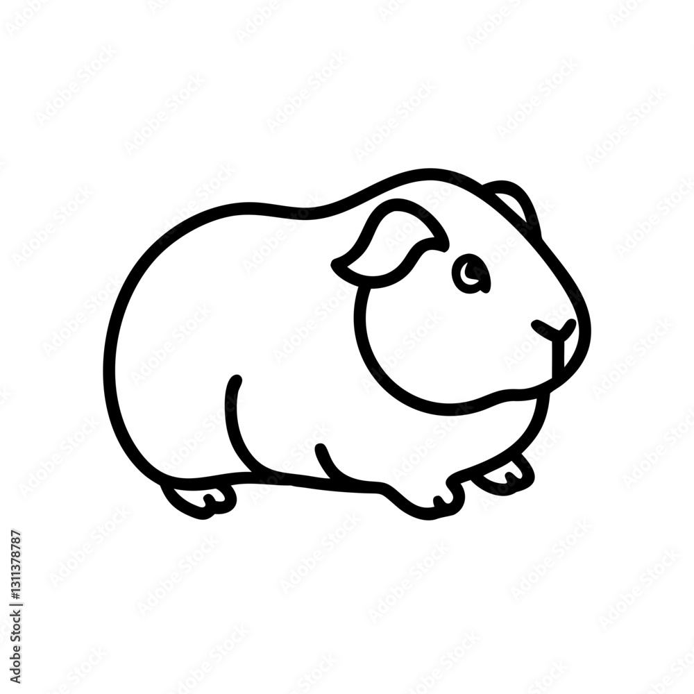 Obraz premium Guinea pig icon sitting, representing companionship, black outline, modern design