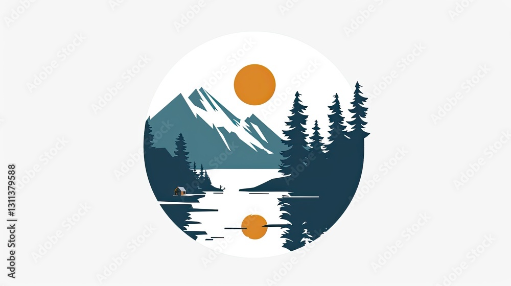 Naklejka premium Logo for a cabin in the mountains