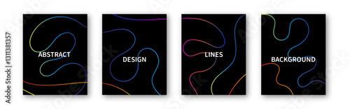 Line wave abstract neon vector background. Curve wave gradient continuous design poster. Line art colored striped graphic template. Vector illustration.
