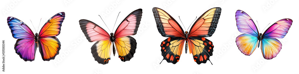 Fototapeta premium Stunning close up portraits of vibrant colorful butterflies highlighting the remarkable diversity and intricate beauty of these delicate winged creatures