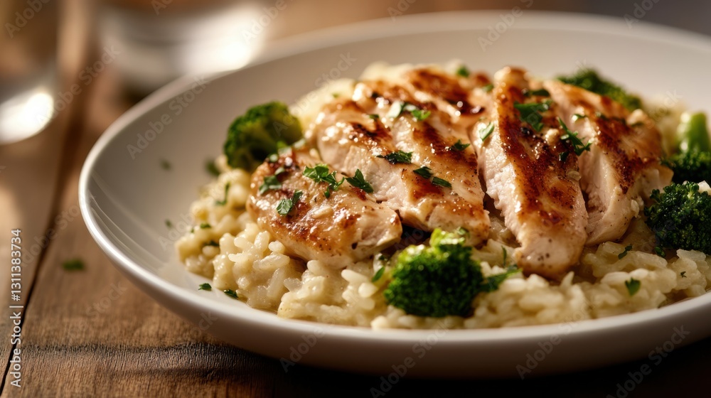 Nutritious rice dish with oven-roasted chicken slices Nutritious rice dish with oven-roasted chicken slices