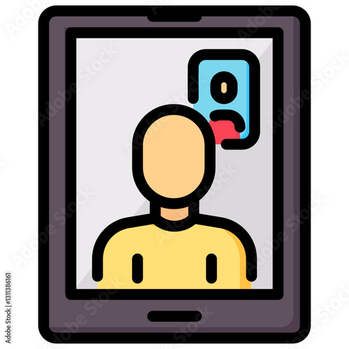 tablet video call vector filled outline icon