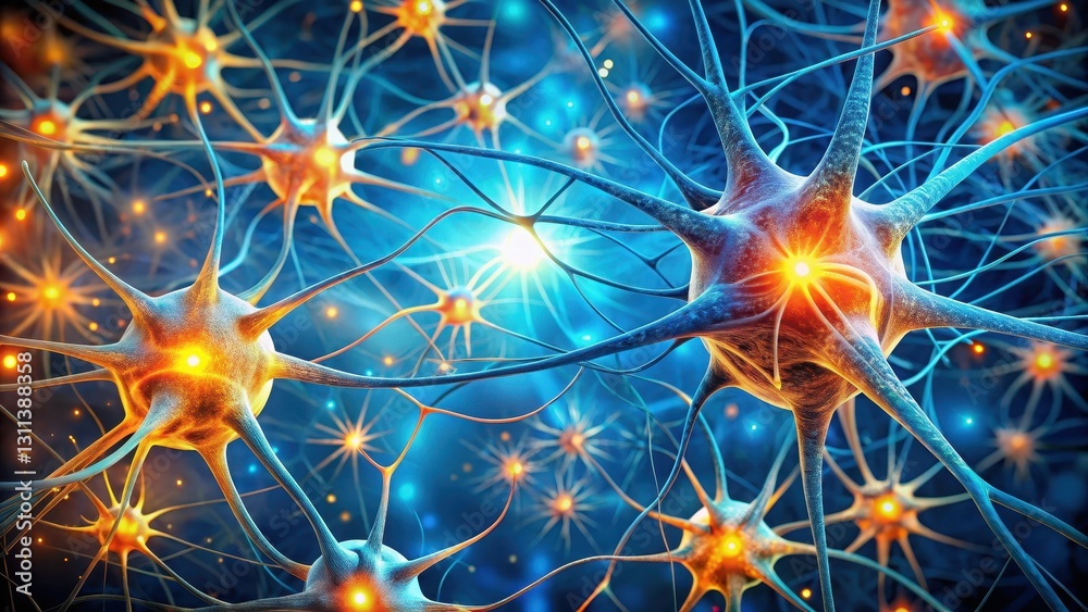 Intricate Network of Vibrant Neural Connections Illuminating the Complexity of the Human Nervous System Intricate Network of Vibrant Neural Connections Illuminating the Complexity of the Human Nervous System