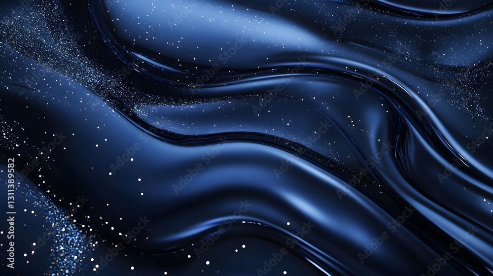 Abstract Dark Blue Swirling Fabric with Glitter Abstract Dark Blue Swirling Fabric with Glitter