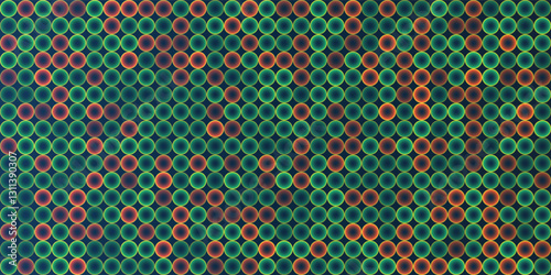 Dark Abstract Partially Faded Spotted Pattern, Circular Gradient Shapes, Spots with Randomly Changing Colors of Brown and Green - Geometric Mosaic Texture, Vector Background Design
