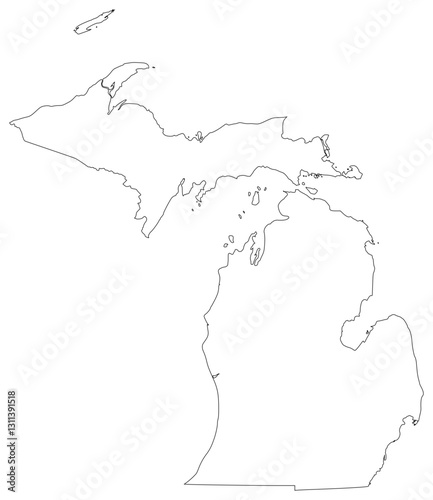 Michigan state outline map in black color