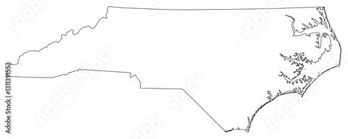 North Carolina state outline map in black color