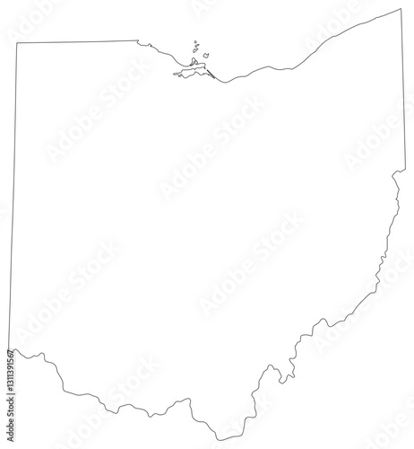 Ohio state outline map in black color
