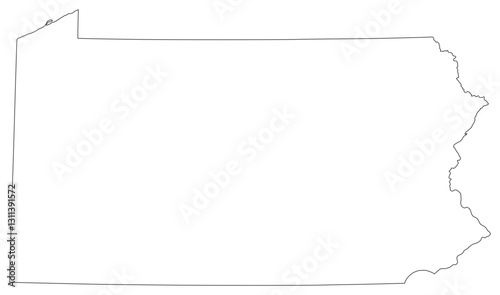 Pennsylvania state outline map in black color