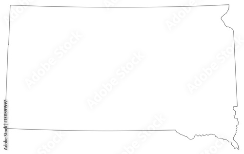 South Dakota state outline map in black color