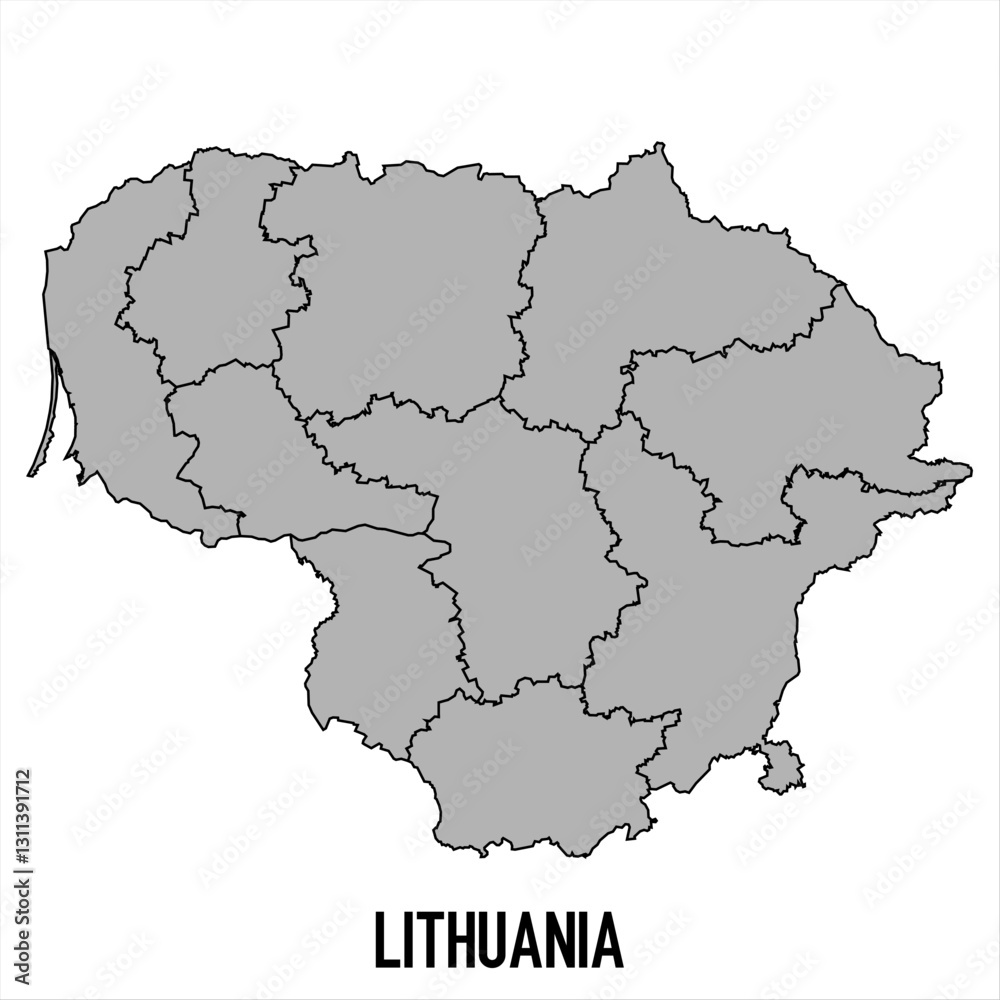 Lithuania map in grey style isolated on white background. Vector illustration. Lithuania map in grey style isolated on white background. Vector illustration.