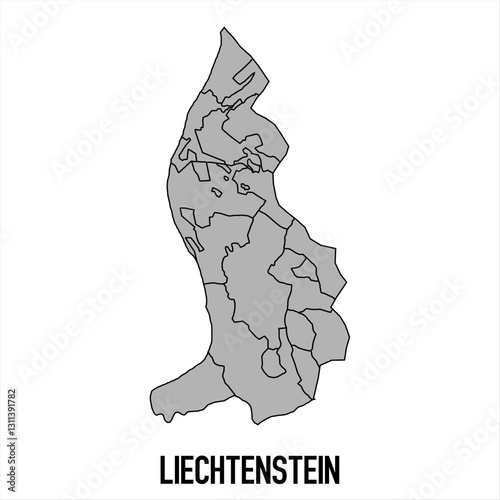 Liechtenstein map in grey style isolated on white background. Vector illustration.