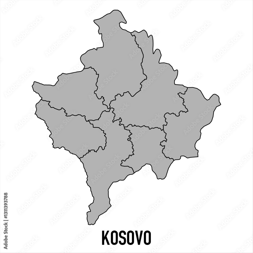 Kosovo map in grey style isolated on white background. Vector illustration. Kosovo map in grey style isolated on white background. Vector illustration.