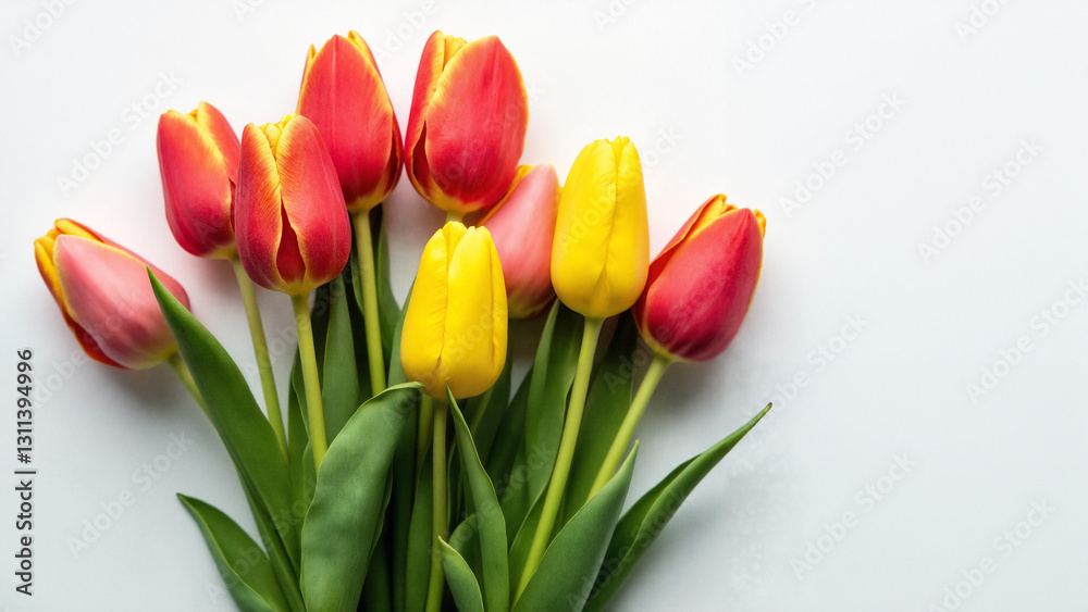 Vibrant Tulip Bouquet on White Background Perfect for Spring Marketing, Easter Promotions, and Floral Business Advertisements Vibrant Tulip Bouquet on White Background Perfect for Spring Marketing, Easter Promotions, and Floral Business Advertisements