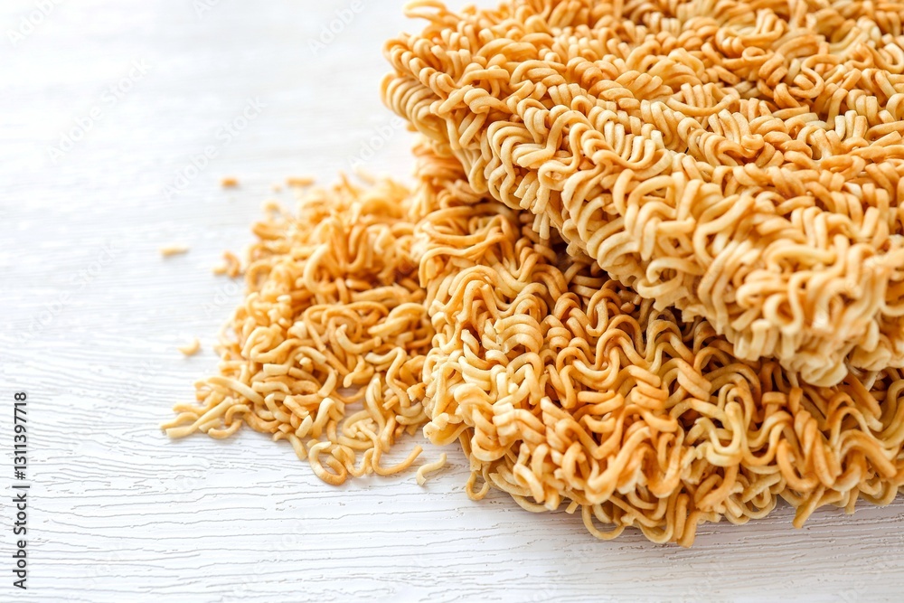 Instant noodles, uncooked instant noodles on white background Instant noodles, uncooked instant noodles on white background