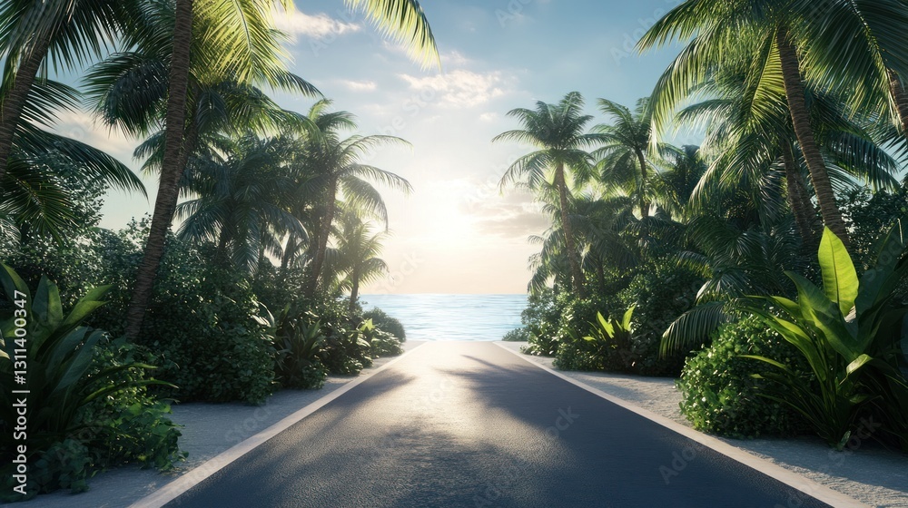 Fototapeta premium Tropical Road to Sunrise