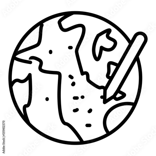 Globe and Pen Icon