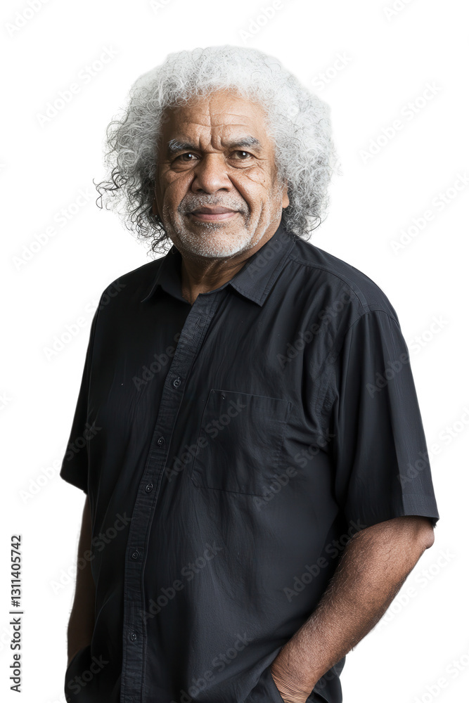 Older man with curly hair smiling confidently on isolated white background, showcasing wisdom, experience, and a positive lifestyle in portrait photography. Older man with curly hair smiling confidently on isolated white background, showcasing wisdom, experience, and a positive lifestyle in portrait photography.