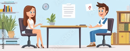 Young Business People Meeting Office Interview Discussion man job team work desk woman career chairs