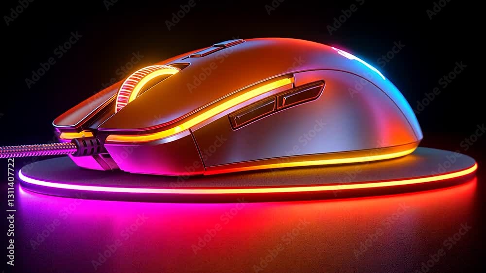 RGB Gaming Mouse: Neon Lights & Wired Design