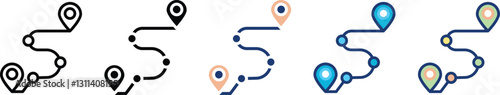 Road Map Icon Set Multiple Style Collection